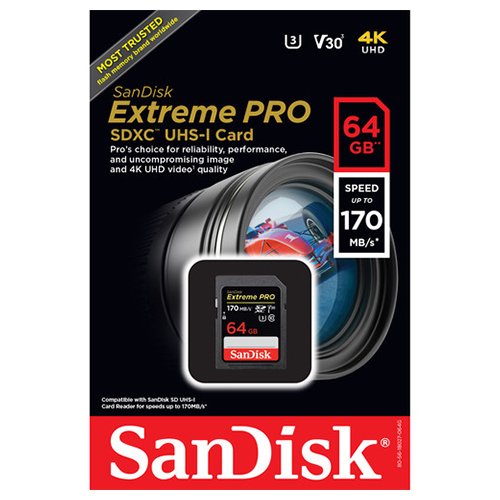 Extreme Pro SDXC 64GB 170MB/s V30 UHS-I U3